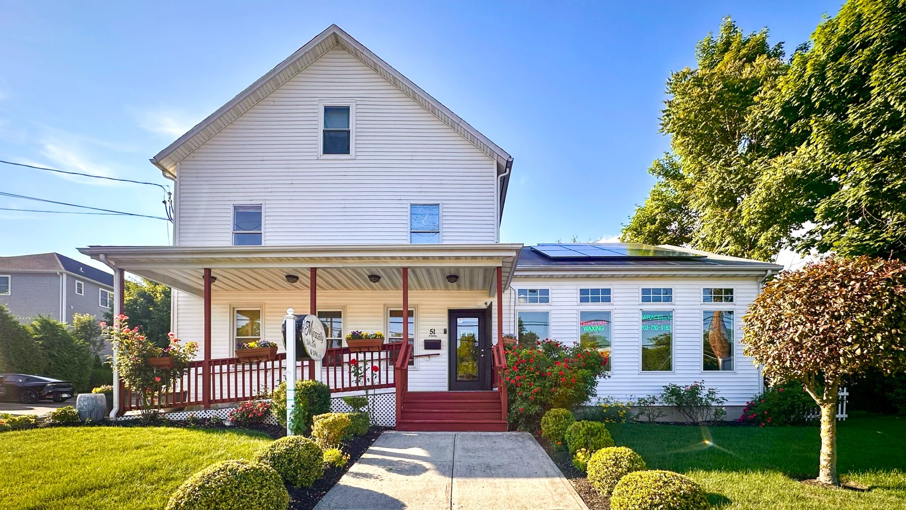 Exterior of the actual Miracelly Salon & Spa building in Danbury