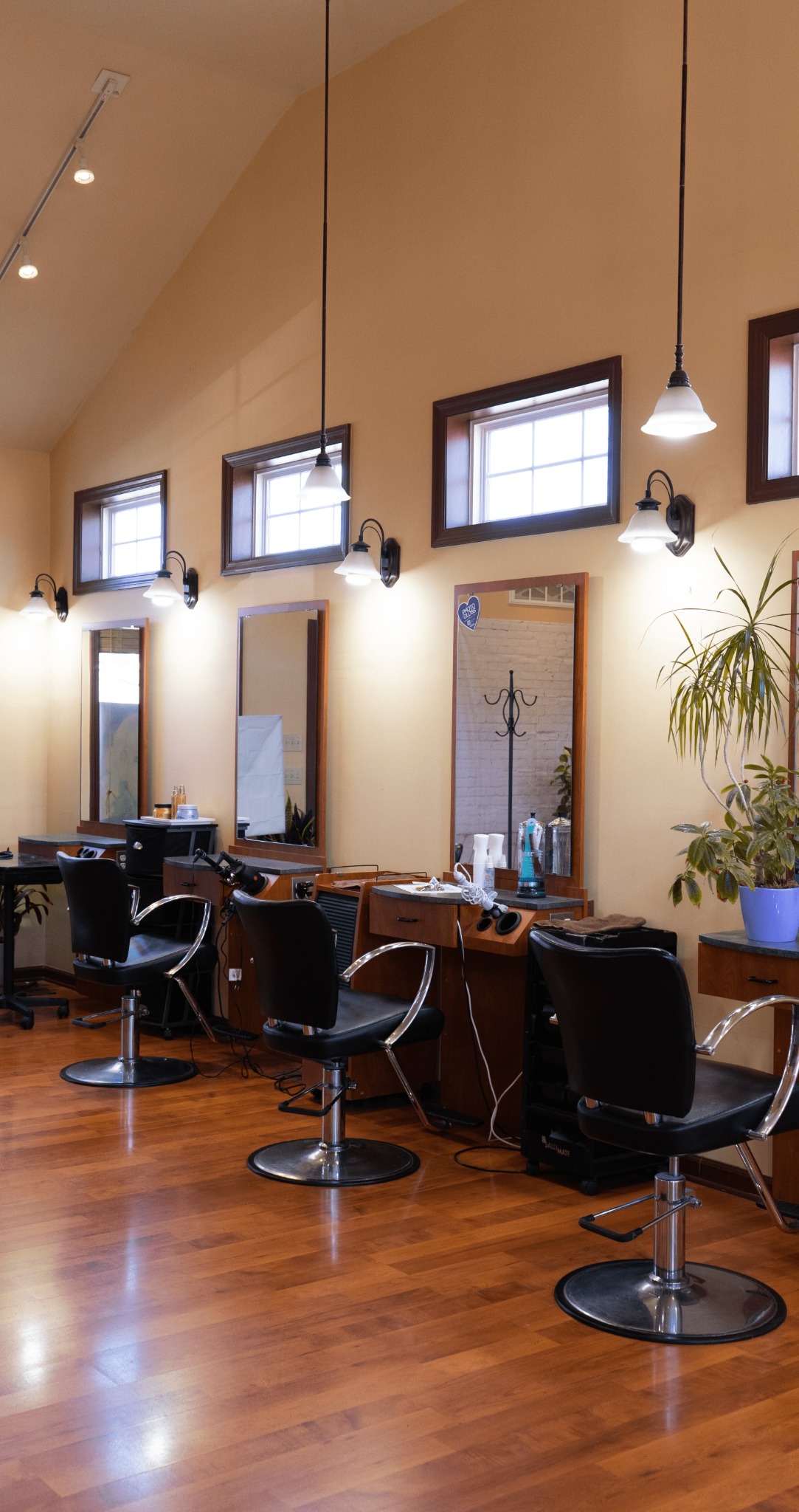 Light-filled styling area at Miracelly Salon & Spa
